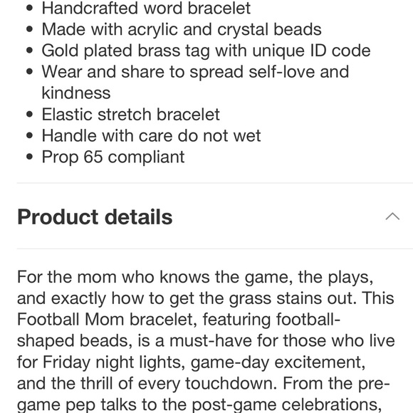 Little Words Project Football Mom Elastic Stretch Word Bracelet Brown Beaded NWT - Picture 4 of 5
